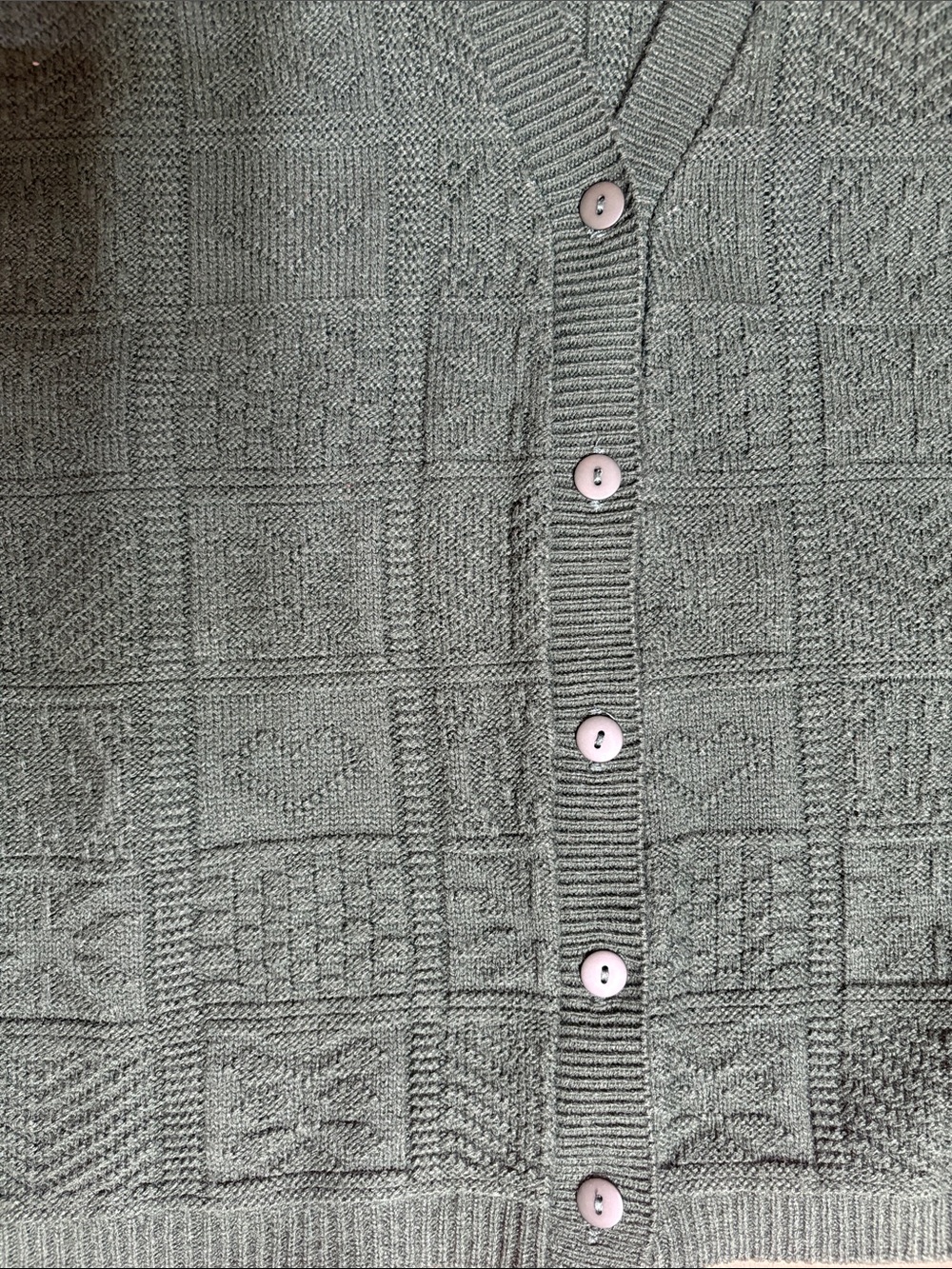 Vintage Forest Green Knit Button-Up Sweater Vest - Picture 2 of 4